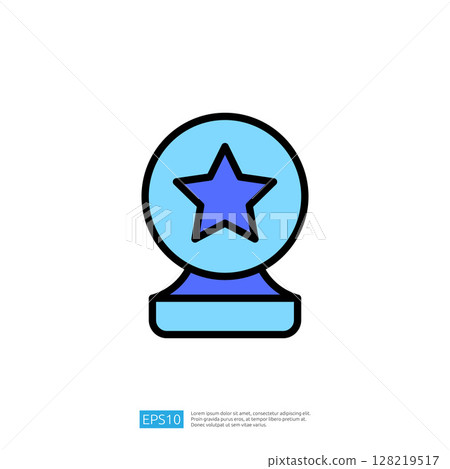 Stylized Icon of a Blue Trophy With a Star on Top Representing Achievement and Success in Education and Science Stylized Icon of a Blue Trophy With a Star on Top Representing Achievement and Success in Education and Science 128219517