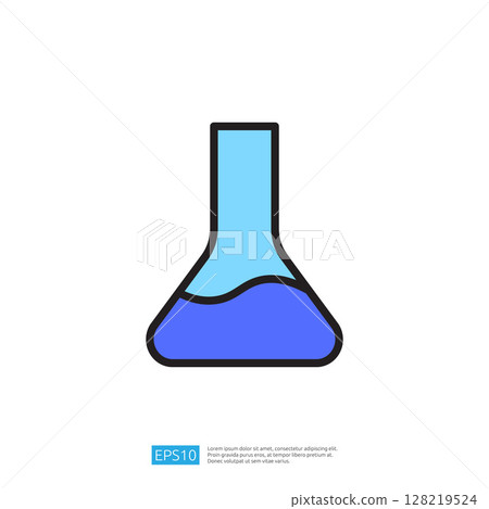Colorful Science Laboratory Flask Icon Representing Experimentation and Research in Chemistry Education 128219524