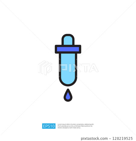 Dropper Icon in Light Blue Color for Scientific and Educational Contexts Representing Laboratory Liquid Measurement 128219525