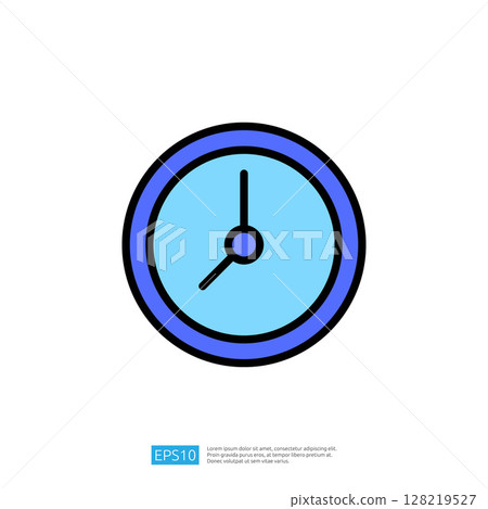 Illustration of a Blue Round Clock Icon Representing Time Management and Scheduling in Education and Science Context 128219527