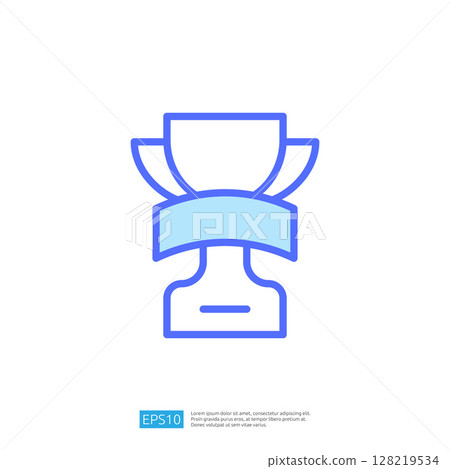 Blue Icon of a Trophy Symbolizing Achievement and Success in Education and Science Fields Blue Icon of a Trophy Symbolizing Achievement and Success in Education and Science Fields 128219534
