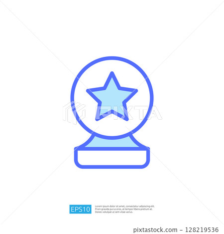 Minimalist Icon of a Trophy Featuring a Star Symbolizing Achievement and Recognition in Education and Science 128219536