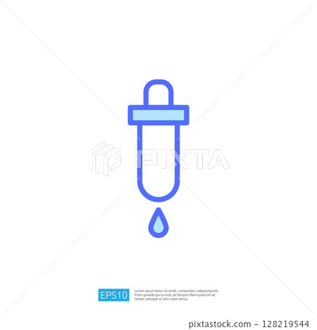 Minimalist Icon of a Pipette with Droplet Symbolizing Scientific Education and Research in a Clear, Simple Design Minimalist Icon of a Pipette with Droplet Symbolizing Scientific Education and Research in a Clear, Simple Design 128219544