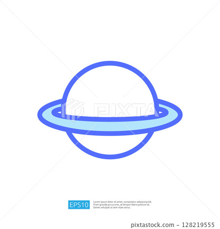 Iconic Illustration of Saturn as a Planet with Distinctive Rings Representing Education and Science Concepts in Astronomy 128219555