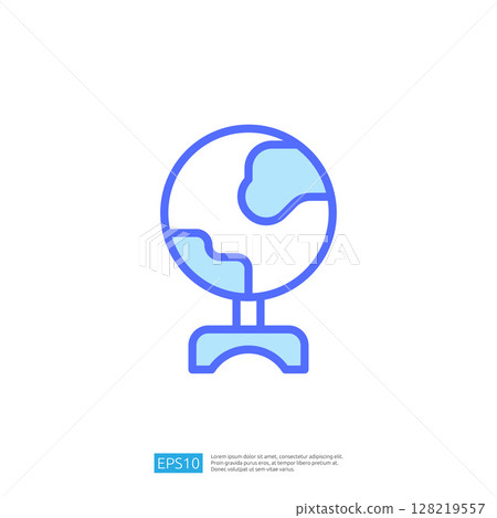 Globe Icon Representing Global Education and Science Concepts in Modern Design 128219557
