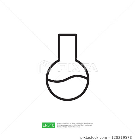 Simple Laboratory Beaker Icon Representing Scientific Education and Experimentation in Modern Science Context 128219578