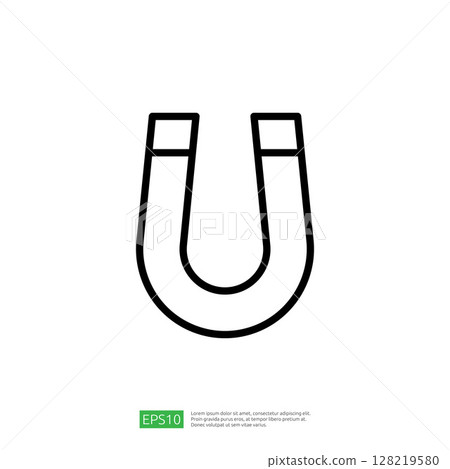 Outline Illustration of a U-Shaped Magnet Icon Representing Physics and Science Education 128219580