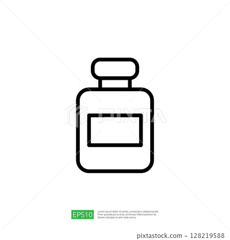 Minimalist Outline Icon of a Perfume Bottle Representing Fragrance and Beauty in a Modern Design Context Minimalist Outline Icon of a Perfume Bottle Representing Fragrance and Beauty in a Modern Design Context 128219588