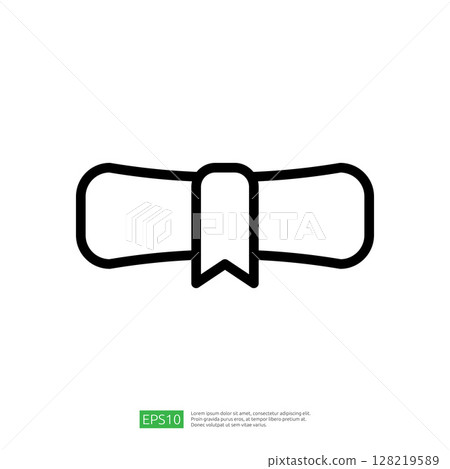 Award Icon Representing Educational Achievement with Diploma and Ribbon Symbolizing Success and Recognition in Academic Growth and Professional Validation 128219589