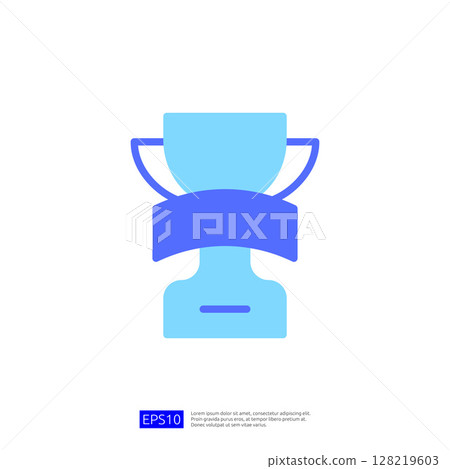 Blue Trophy Icon Symbolizing Achievement and Success in Education and Science with a Minimalist Design Blue Trophy Icon Symbolizing Achievement and Success in Education and Science with a Minimalist Design 128219603