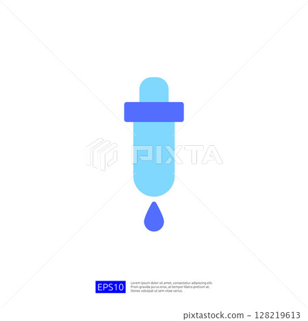 Blue Dropper Icon Representing Laboratory Testing for Scientific Education and Research Purposes in a Clean and Minimalist Style Blue Dropper Icon Representing Laboratory Testing for Scientific Education and Research Purposes in a Clean and Minimalist Style 128219613