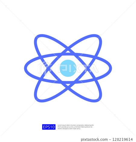 Abstract Blue Atom Icon Representing Science and Education Concepts in Digital Graphic Design Abstract Blue Atom Icon Representing Science and Education Concepts in Digital Graphic Design 128219614