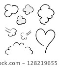 Cute cloud-like steam vector material set (hand-drawn, EPS) 128219655