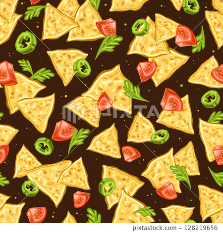 Vector Nachos Seamless Pattern 128219656