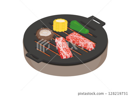 木炭烤架上烤肉的插圖 128219731