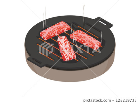 木炭烤架上烤肉的插圖 木炭烤架上烤肉的插圖 128219735