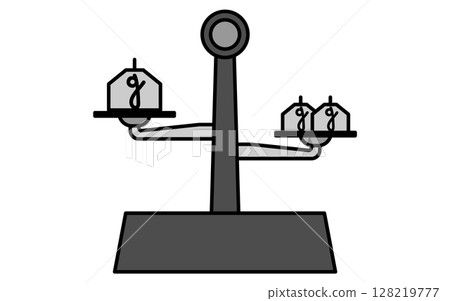 Simple line icon of a scale with weights 128219777