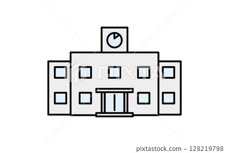 學校建築的簡單線條圖標 128219798
