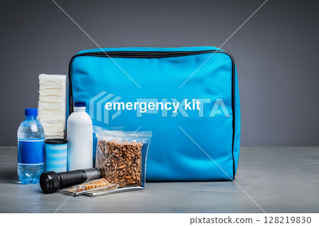 Disaster preparedness kit concept 128219830