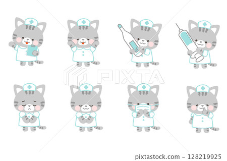 Tabby cat nurse pose set 1 no main lines Tabby cat nurse pose set 1 no main lines 128219925
