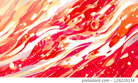 Sparkling and wavy vibrant red, white and gold pattern background 128220134