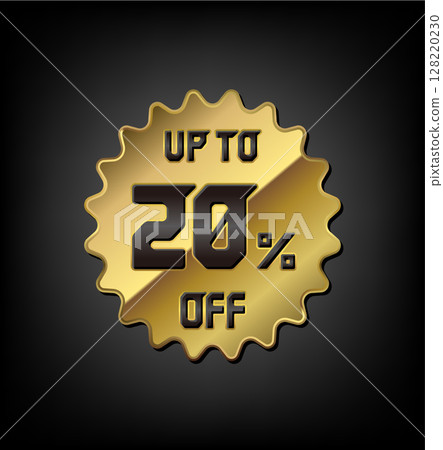 20% off (discount / sale) Gold icon illustration 128220230