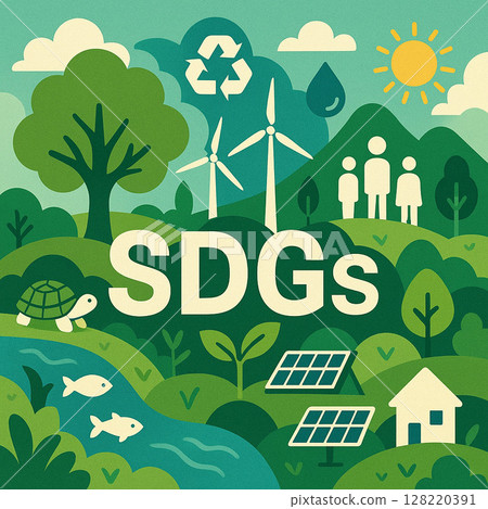 基於SDGs（永續發展目標）的插圖 128220391