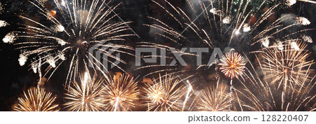 Banner Golden Firework celebrate anniversary independence day night time celebrate national holiday. Countdown 2024 party time event. Happy new year 2025 4th of july holiday festival with copy space Banner Golden Firework celebrate anniversary independence day night time celebrate national holiday. Countdown 2024 party time event. Happy new year 2025 4th of july holiday festival with copy space 128220407
