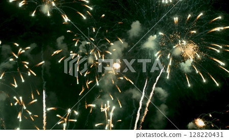 Green Firework celebrate anniversary happy new year 2024, 4th of july holiday festival. Green firework in night time celebrate national holiday. Countdown to new year 2025 festival party time event Green Firework celebrate anniversary happy new year 2024, 4th of july holiday festival. Green firework in night time celebrate national holiday. Countdown to new year 2025 festival party time event 128220431