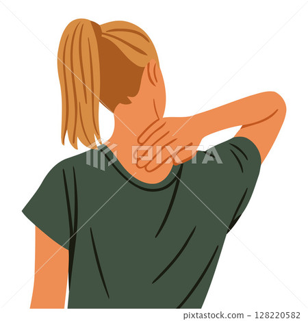 Woman Holding Neck Suffering From Neck Pain Woman Holding Neck Suffering From Neck Pain 128220582