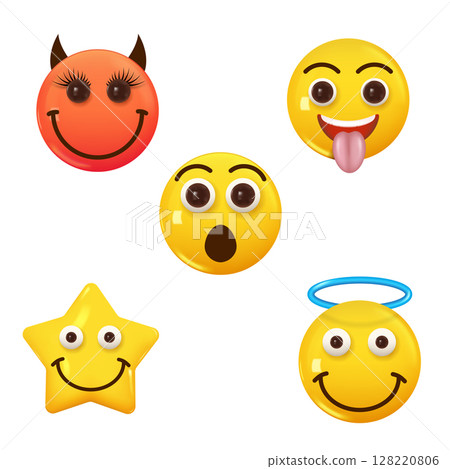 Various Happy 3D Emojis Collection with Diverse Expressions Vector Various Happy 3D Emojis Collection with Diverse Expressions Vector 128220806