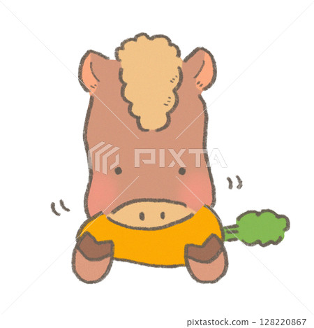 一匹可愛的馬美味地吃胡蘿蔔 一匹可愛的馬美味地吃胡蘿蔔 128220867