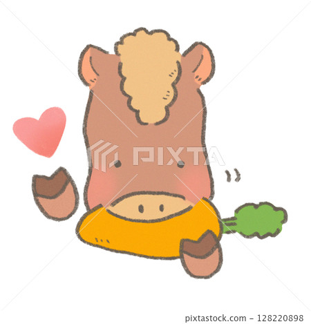 一匹可愛的馬美味地吃胡蘿蔔 一匹可愛的馬美味地吃胡蘿蔔 128220898