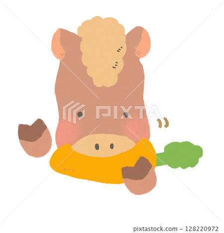 一匹可愛的馬美味地吃胡蘿蔔 128220972