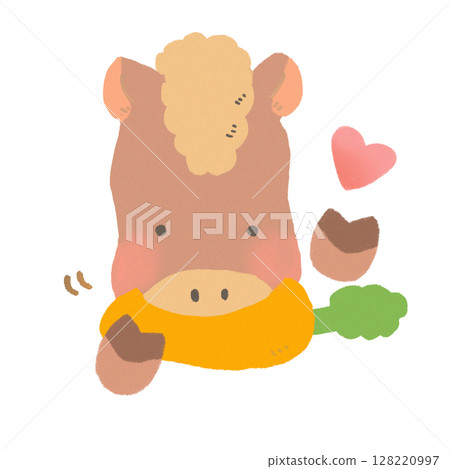 一匹可愛的馬美味地吃胡蘿蔔 128220997