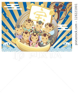 新年賀卡材料 2026新年 生肖七福神 寶船 馬年 馬 明信片模板 設計 插圖 新年賀卡材料 2026新年 生肖七福神 寶船 馬年 馬 明信片模板 設計 插圖 128221001