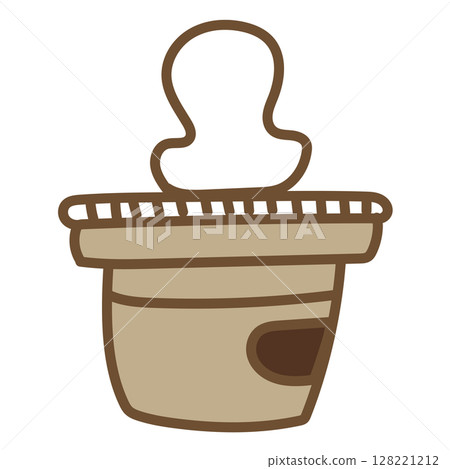 Vector illustration of charcoal grill and mochi Vector illustration of charcoal grill and mochi 128221212