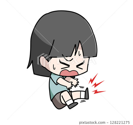 抽筋的女孩的插圖 抽筋的女孩的插圖 128221275