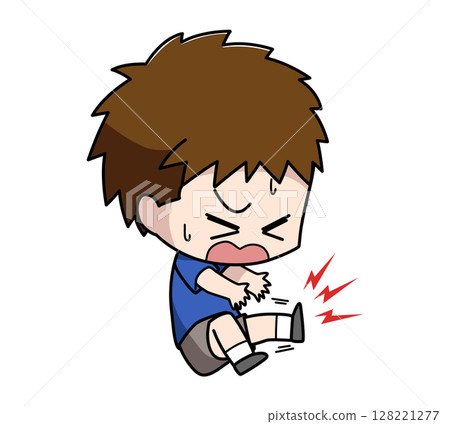 抽筋的男孩的插圖 128221277