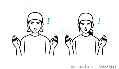 驚訝的男女酒吧工作人員的頭像 驚訝的男女酒吧工作人員的頭像 128221431