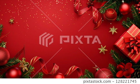 Christmas decoration on background. Merry Christmas and happy New Year background 128221745