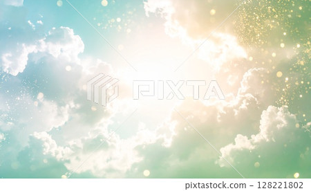 Soft abstract background of clouds and shining stars AI generated 128221802