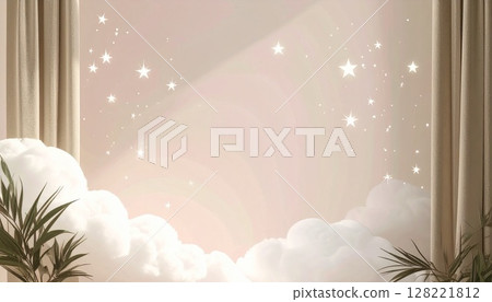 AI 生成的雲朵和閃亮星星的柔和的抽象背景 128221812