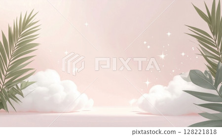 Soft abstract background of clouds and shining stars AI generated 128221818