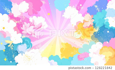 AI 生成的雲朵和閃亮星星的柔和的抽象背景 128221842