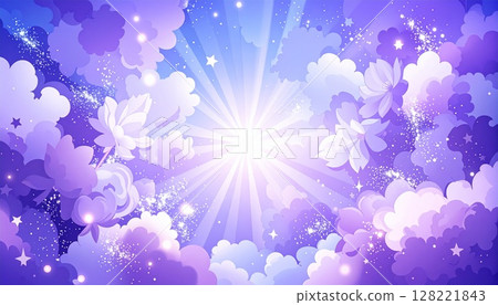 AI 生成的雲朵和閃亮星星的柔和的抽象背景 128221843