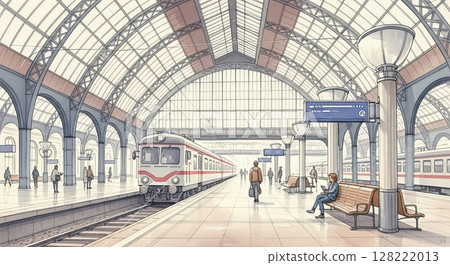 A classic European train station platform 128222013