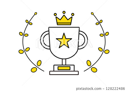 被桂冠環繞的獎盃插圖 被桂冠環繞的獎盃插圖 128222486