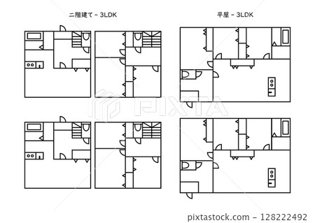 兩層住宅和單層3LDK住宅佈局圖示集 128222492