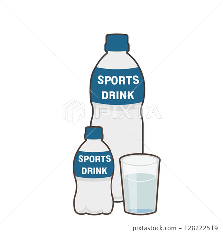 塑膠瓶和杯子邊框中的運動飲料插圖 128222519